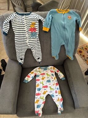 Toddler Animal Footed Pajama Bundle in Blue, Teal, White and Yellow